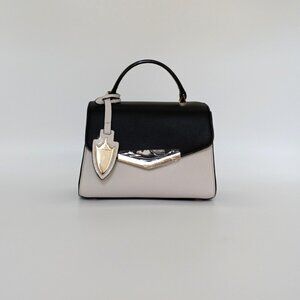 Ava Mini Satchel Ebony/Socialite White Leather Handbag Time's Arrow NWT